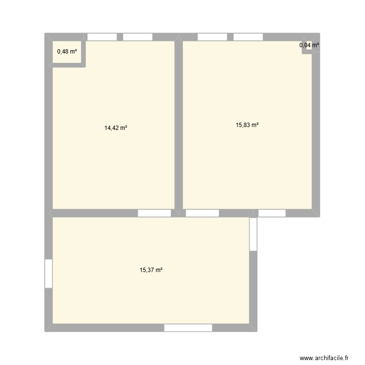 Premier plan. Plan de 5 pièces et 46 m2