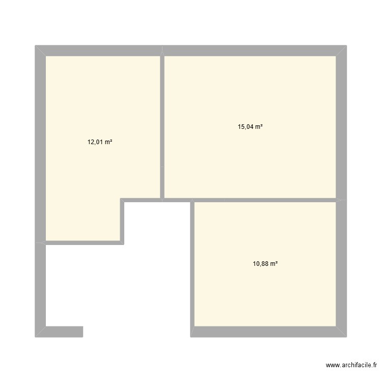 etage. Plan de 3 pièces et 38 m2