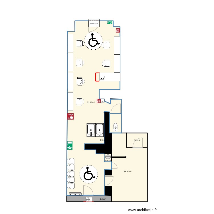 SALON. Plan de 9 pièces et 74 m2