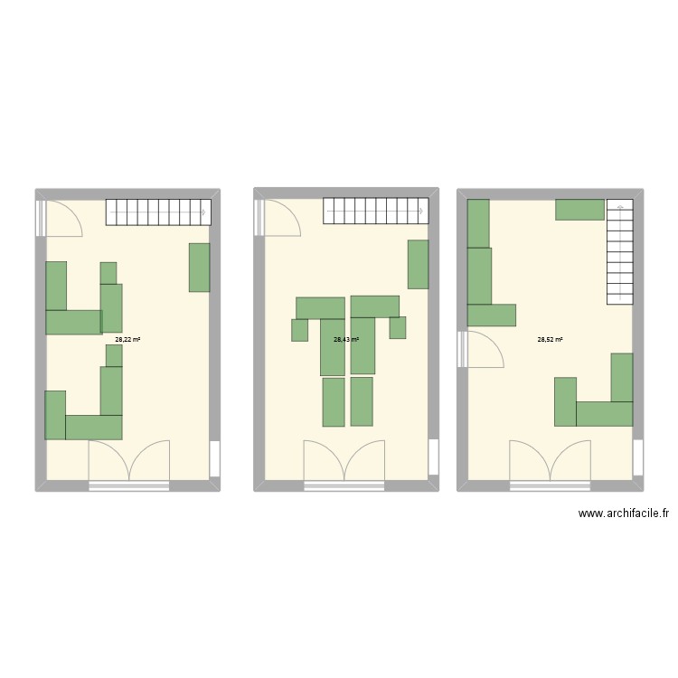 grange savonerie. Plan de 3 pièces et 85 m2