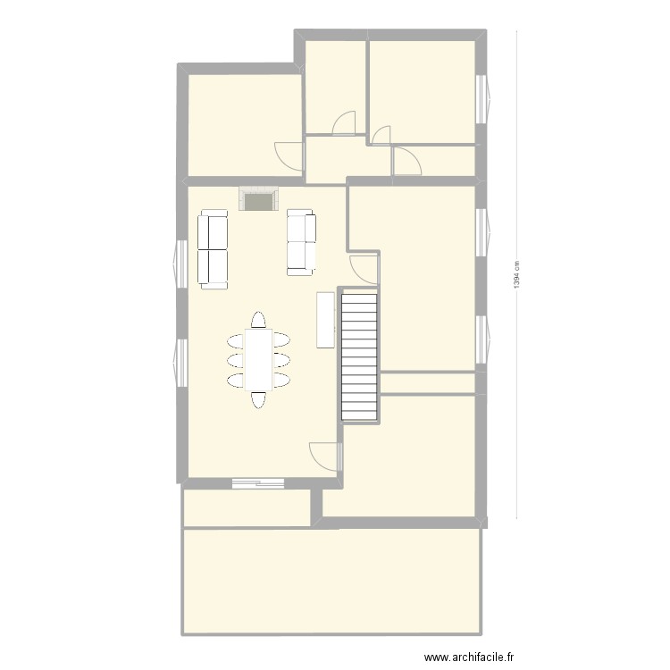 DenisSube3 - CU R+1 V2. Plan de 9 pièces et 130 m2