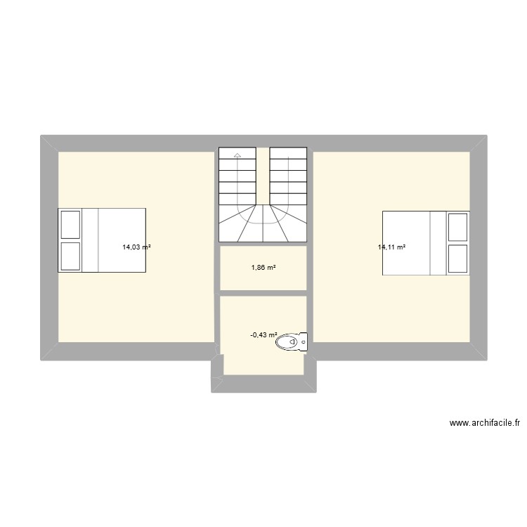 appart quimper N2. Plan de 4 pièces et 33 m2