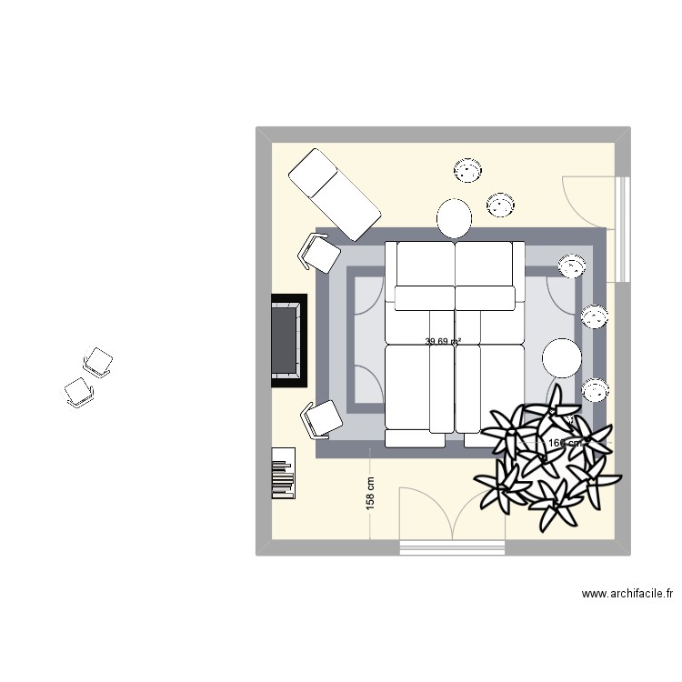 Augagneur v1. Plan de 1 pièce et 40 m2