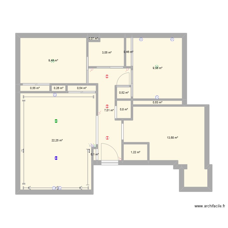 Chamars 3. Plan de 16 pièces et 70 m2