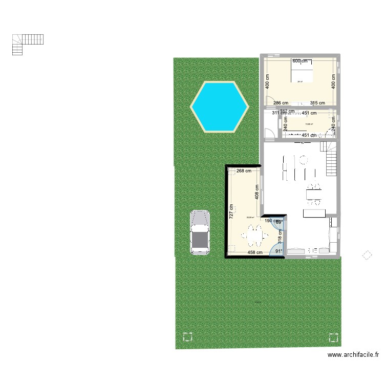 SAMUEL . Plan de 3 pièces et 60 m2