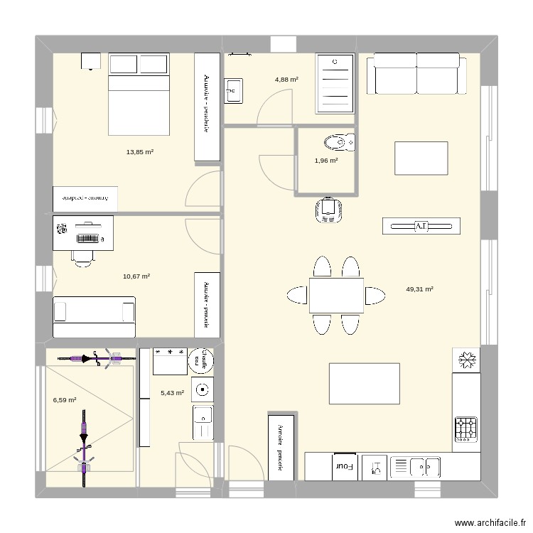 Magnolia3ch81v1. Plan de 7 pièces et 93 m2