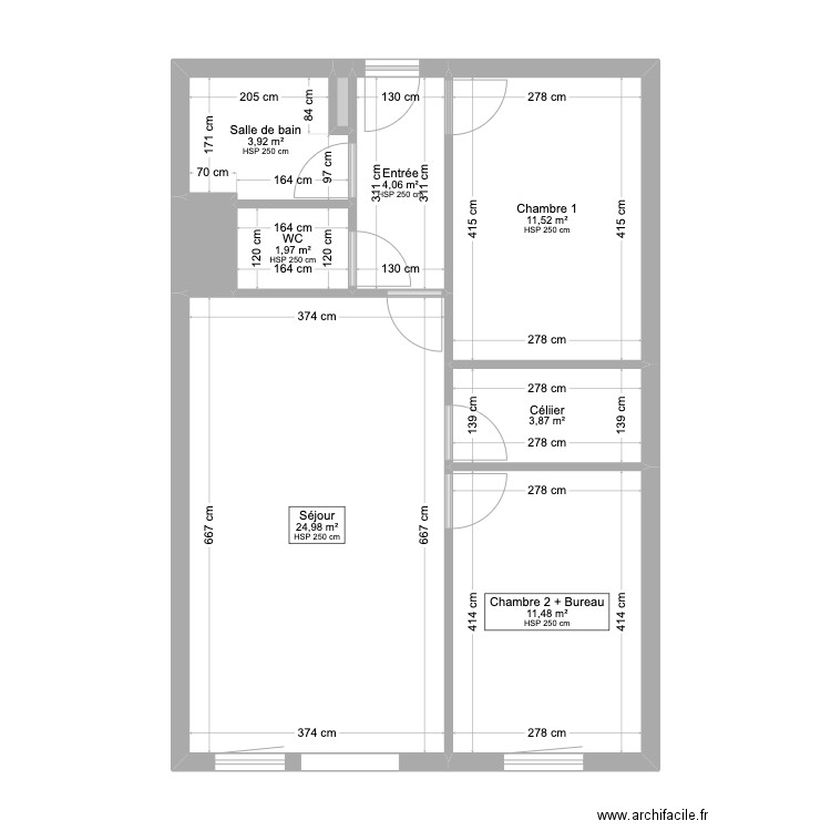 Sait Simon. Plan de 9 pièces et 63 m2