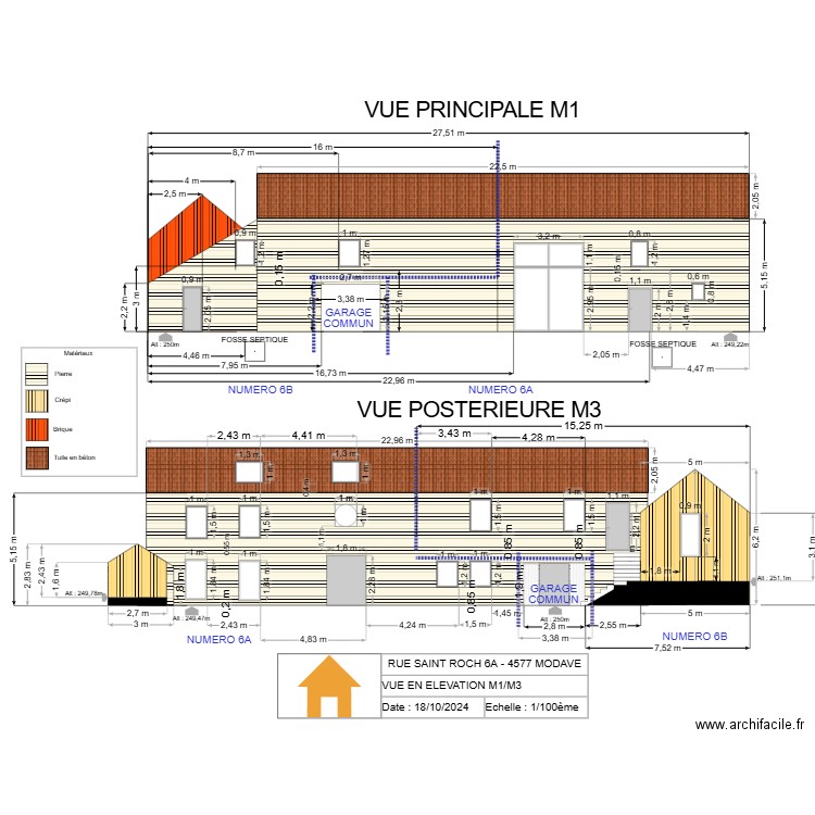 V.RADOUX - VUE EN ELEVATION M1/M3 - V2.24. Plan de 0 pièce et 0 m2