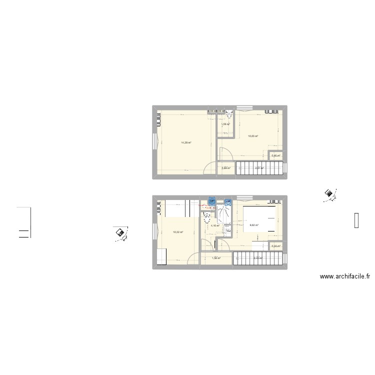 Chanturgue étage version FINALE. Plan de 17 pièces et 59 m2