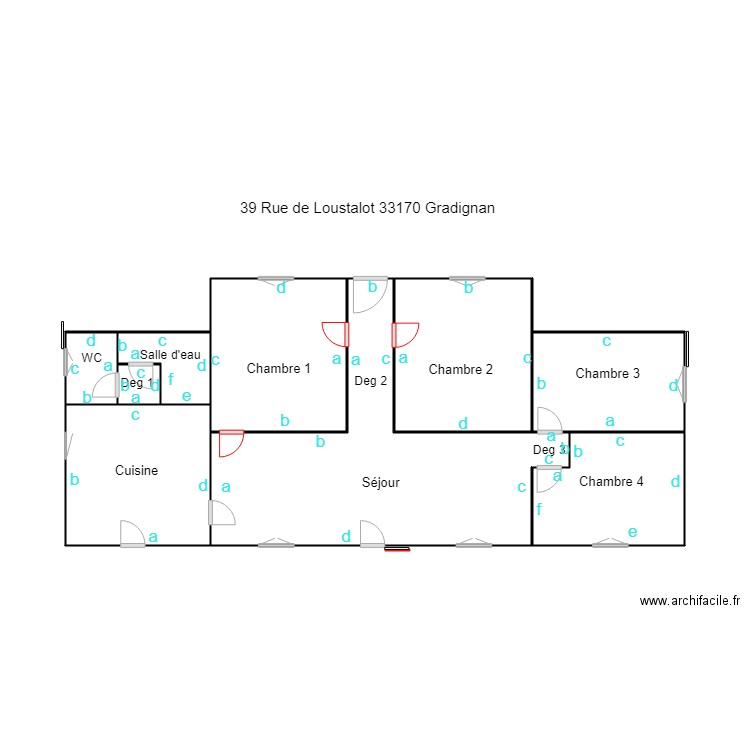 39 de l'oustalot. Plan de 9 pièces et 34 m2