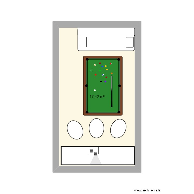 salle de jeux. Plan de 1 pièce et 17 m2