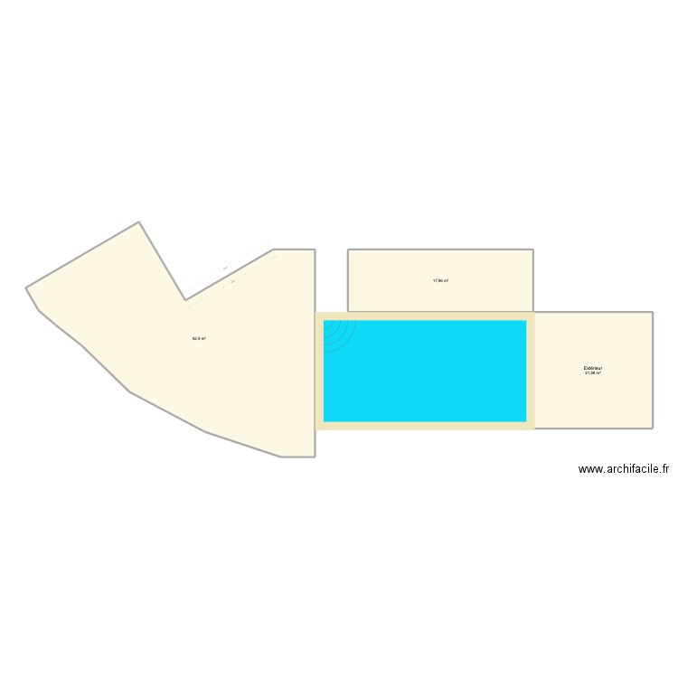 beton. Plan de 3 pièces et 102 m2