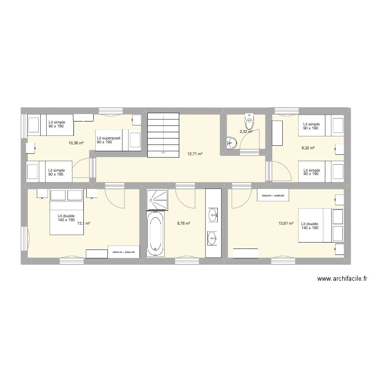 DOMAINE. Plan de 7 pièces et 69 m2