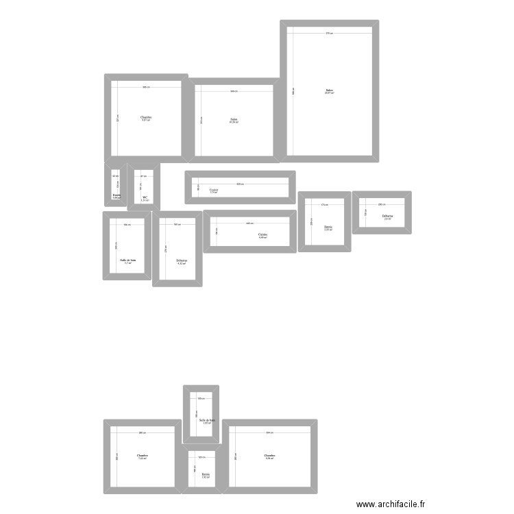 libourne 1. Plan de 15 pièces et 86 m2