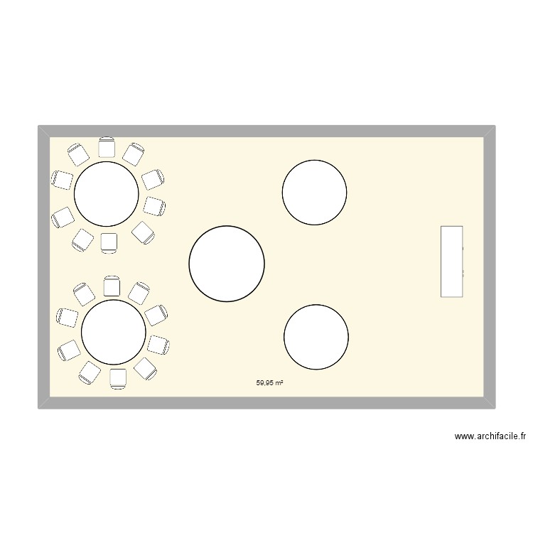 Mariage. Plan de 1 pièce et 60 m2