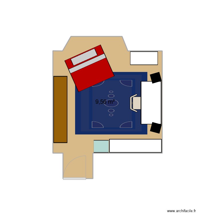 studio 2. Plan de 1 pièce et 10 m2