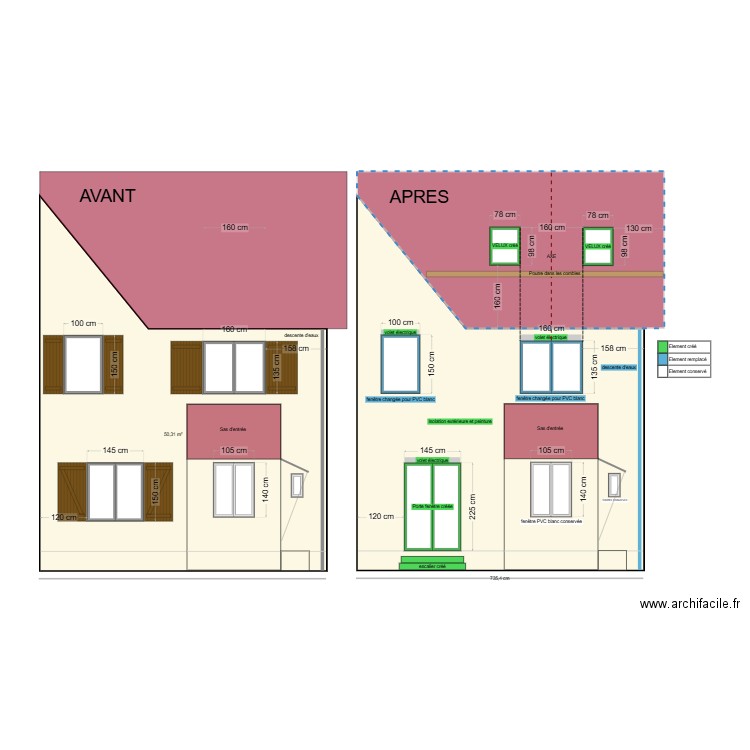 Façade Sud. Plan de 0 pièce et 0 m2