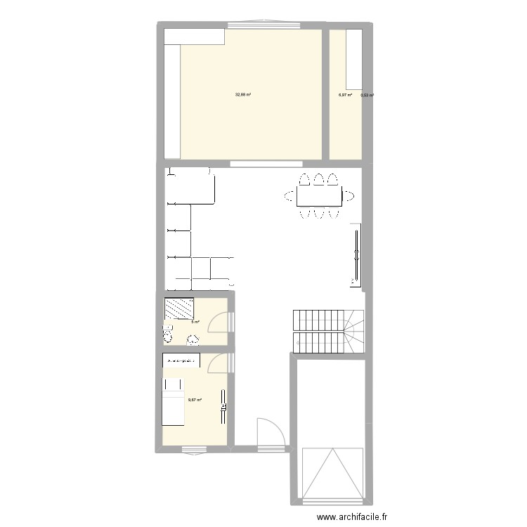 maison 1. Plan de 5 pièces et 55 m2