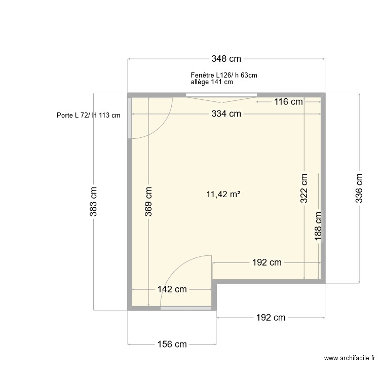 buanderie luc. Plan de 1 pièce et 11 m2