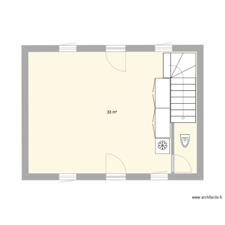 8DP. Plan de 1 pièce et 33 m2