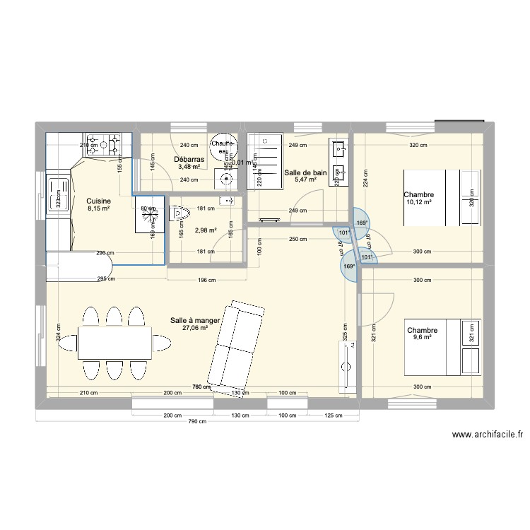 CHATEAUNEUF 3. Plan de 8 pièces et 67 m2