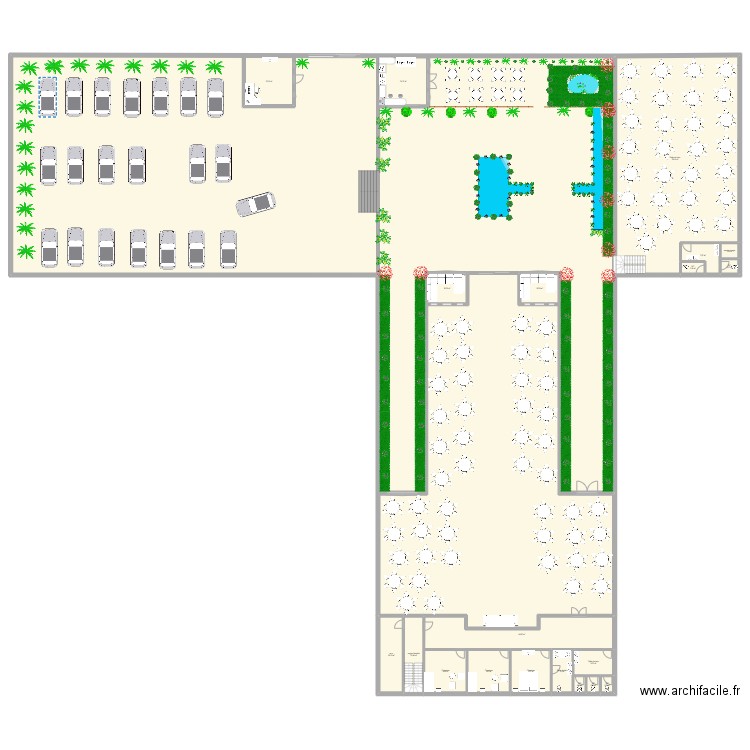 salle des fetes. Plan de 21 pièces et 2349 m2