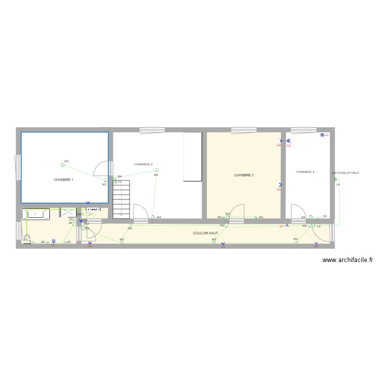 EclairageEtage1. Plan de 16 pièces et 313 m2