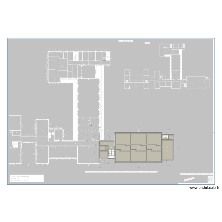 ISJP/Secondaire/ Aile Droite/Etage 2. Plan de 15 pièces et 30 m2