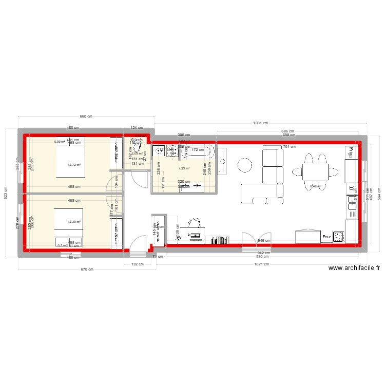 Apt RDC Abos. Plan de 9 pièces et 35 m2