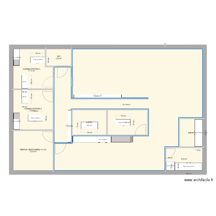 CV1. Plan de 9 pièces et 172 m2