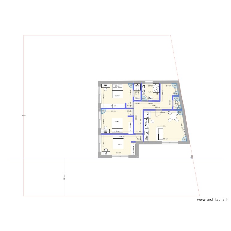 palaiseau terrain 350ke 1er+masse phase provisoire. Plan de 8 pièces et 84 m2