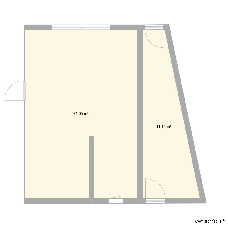 Extension Allinges. Plan de 2 pièces et 42 m2