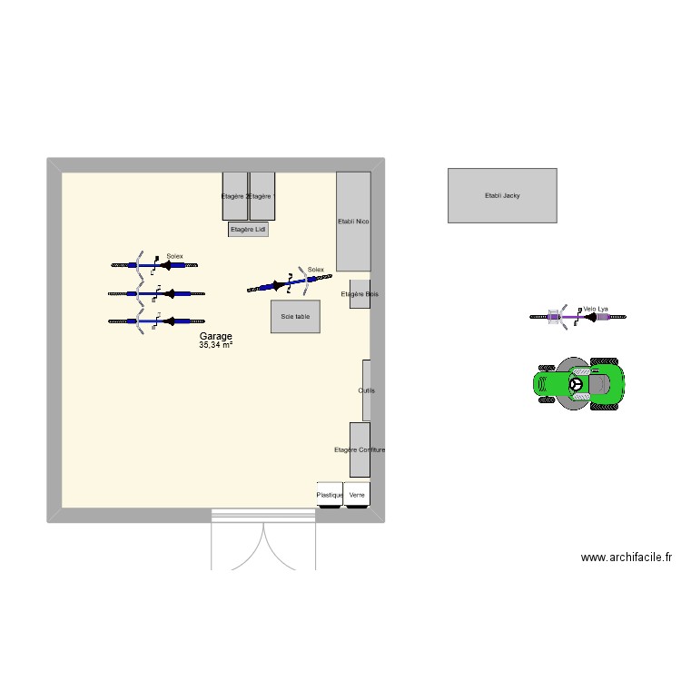 Garage. Plan de 1 pièce et 35 m2