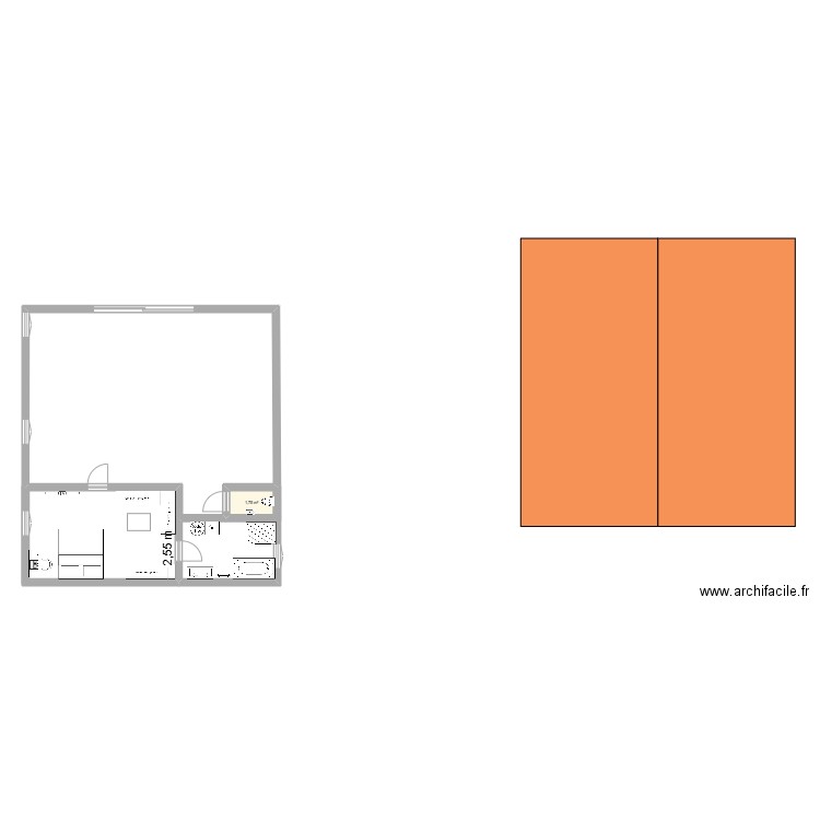 renovation. Plan de 1 pièce et 2 m2