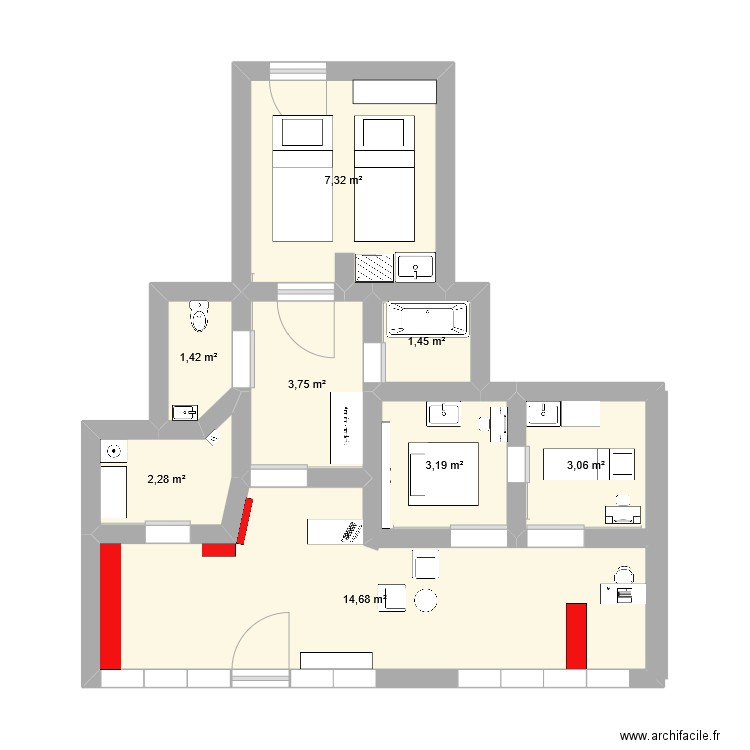 Institut Ayurveda et massage du monde . Plan de 8 pièces et 37 m2