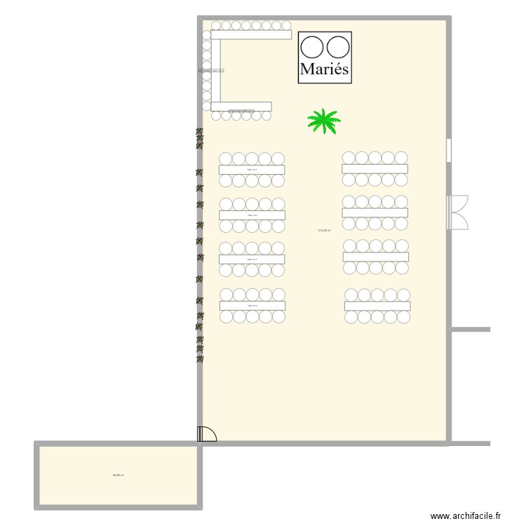 mariage. Plan de 2 pièces et 341 m2