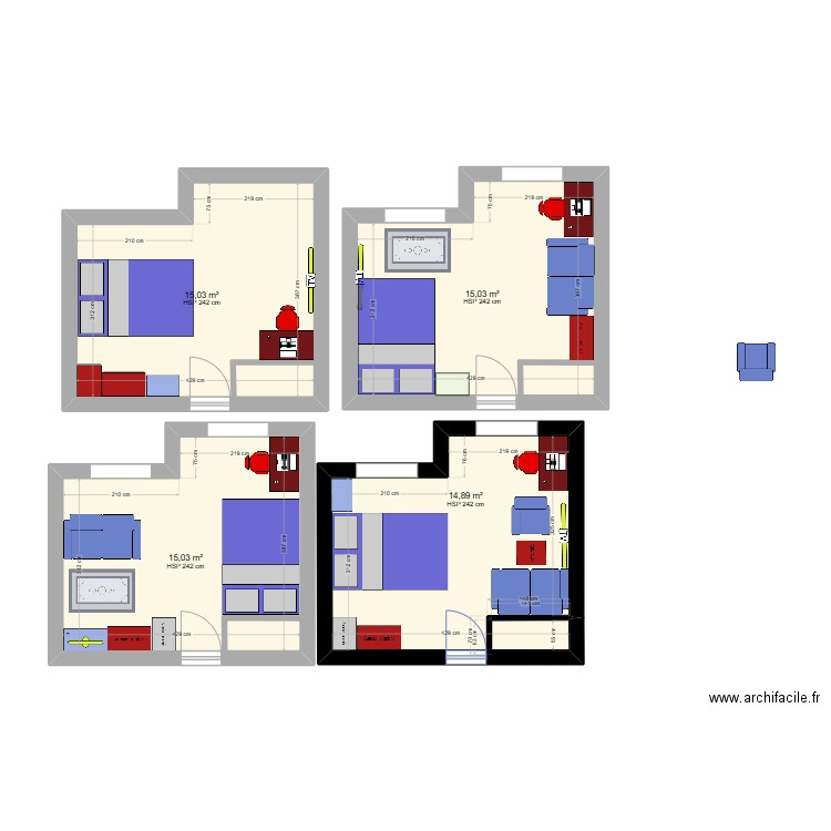 Plan appartement 2 Alex. Plan de 4 pièces et 60 m2