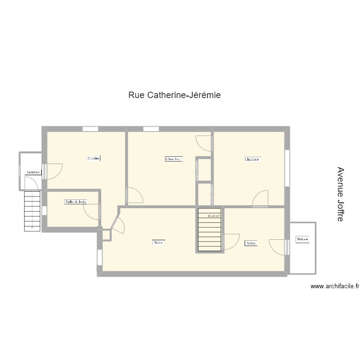 2e étage-après travaux. Plan de 9 pièces et 82 m2