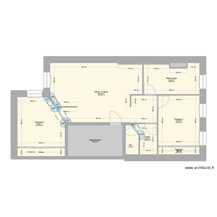 Jerome Auch Projet 2 eme étage modification. Plan de 11 pièces et 76 m2