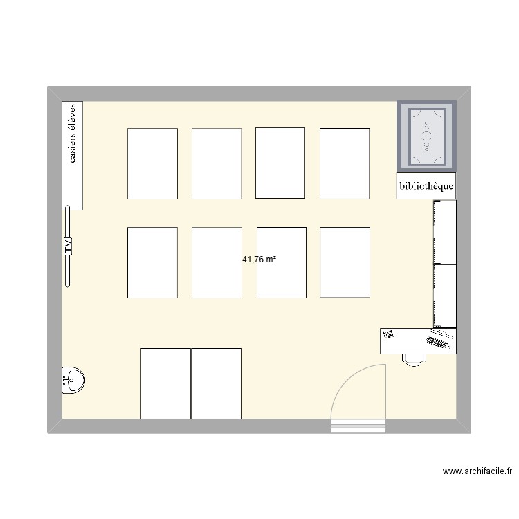 P2 Classe modèle 2. Plan de 1 pièce et 42 m2