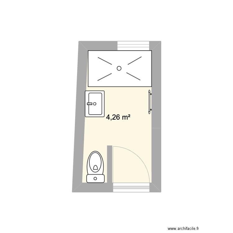 SDB Marianne. Plan de 1 pièce et 4 m2