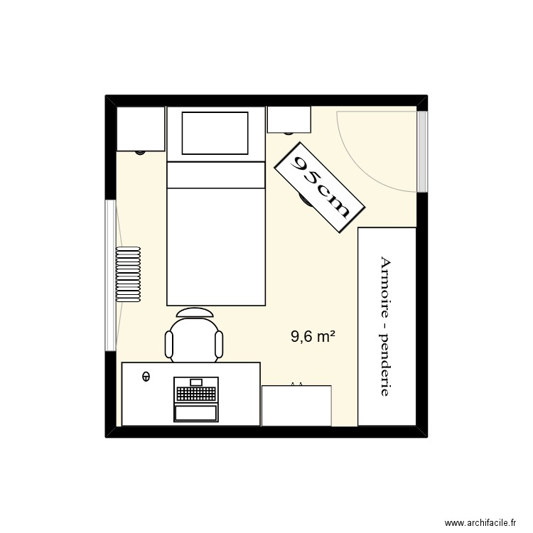 chambre moha. Plan de 1 pièce et 10 m2