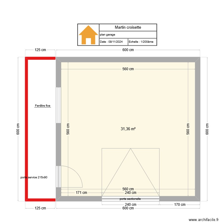 Martin croisette. Plan de 1 pièce et 31 m2