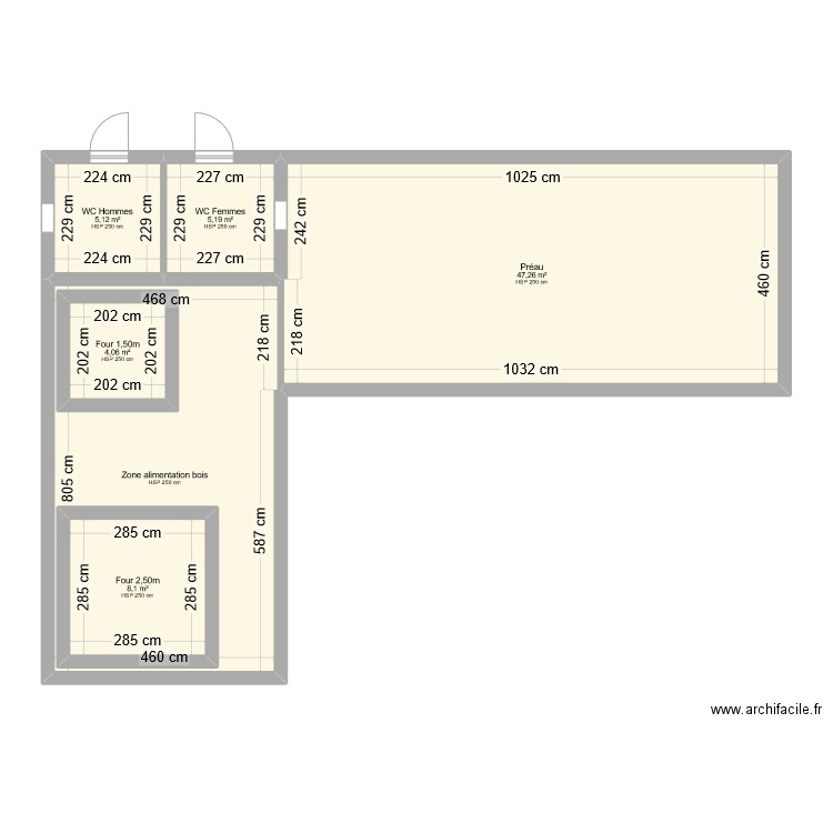 Préau municipa 1l. Plan de 6 pièces et 107 m2