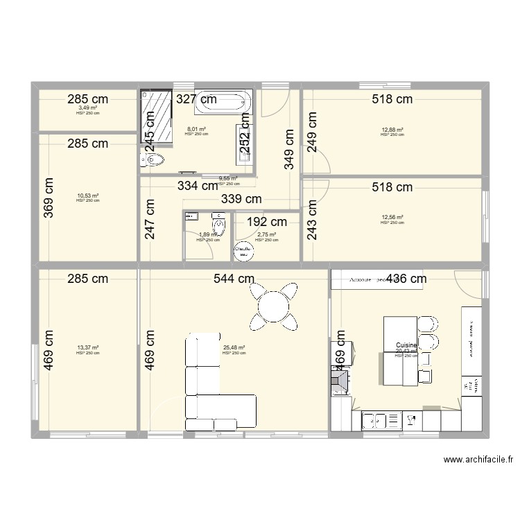 maison t4. Plan de 11 pièces et 121 m2