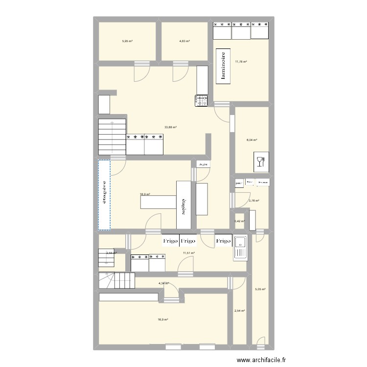 labo saboua. Plan de 14 pièces et 126 m2