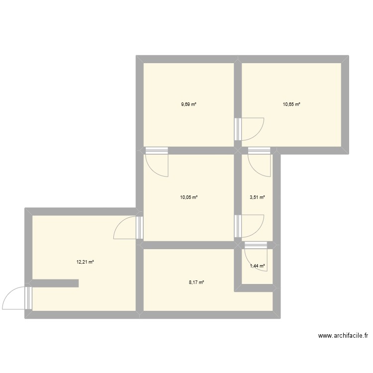 Arquebusier. Plan de 7 pièces et 56 m2