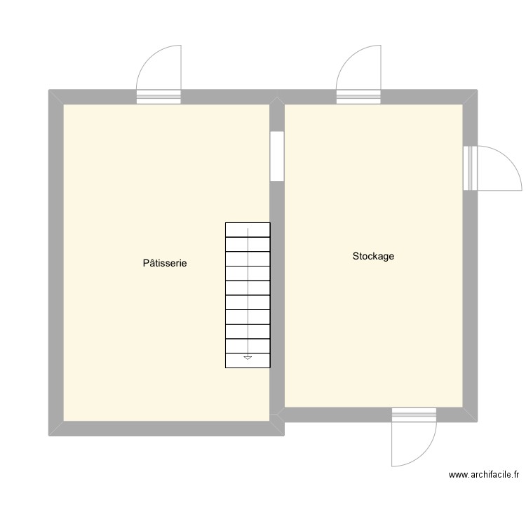 LES DELICES DE DELIA sous sol. Plan de 2 pièces et 39 m2