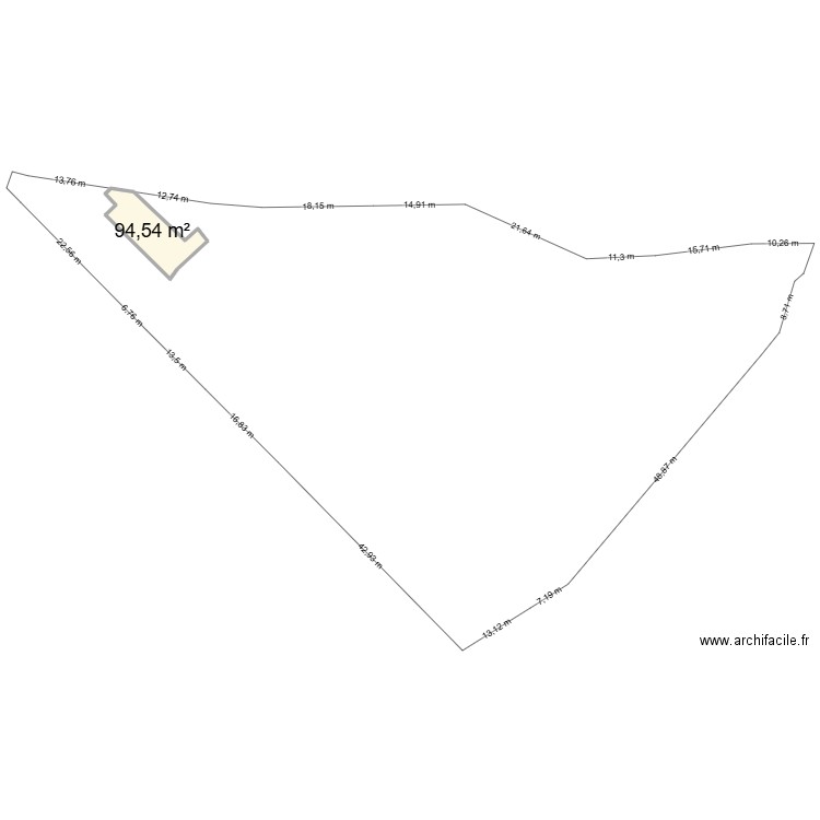 Plan de masse V2. Plan de 1 pièce et 95 m2