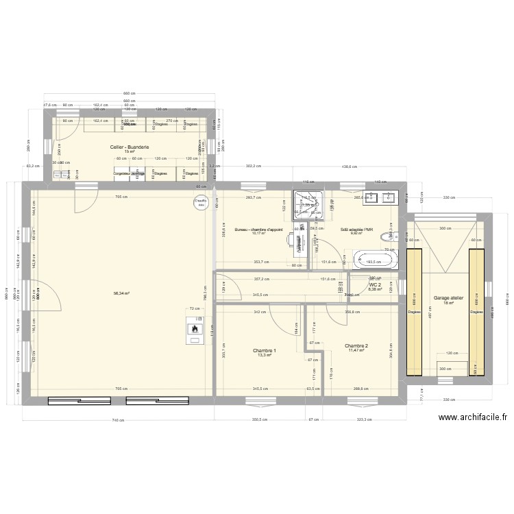 maison cellier ouest. Plan de 9 pièces et 141 m2